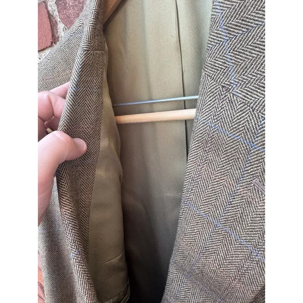 Corbin Men's 40R Brown Green Plaid Wool Sport Coat Blazer